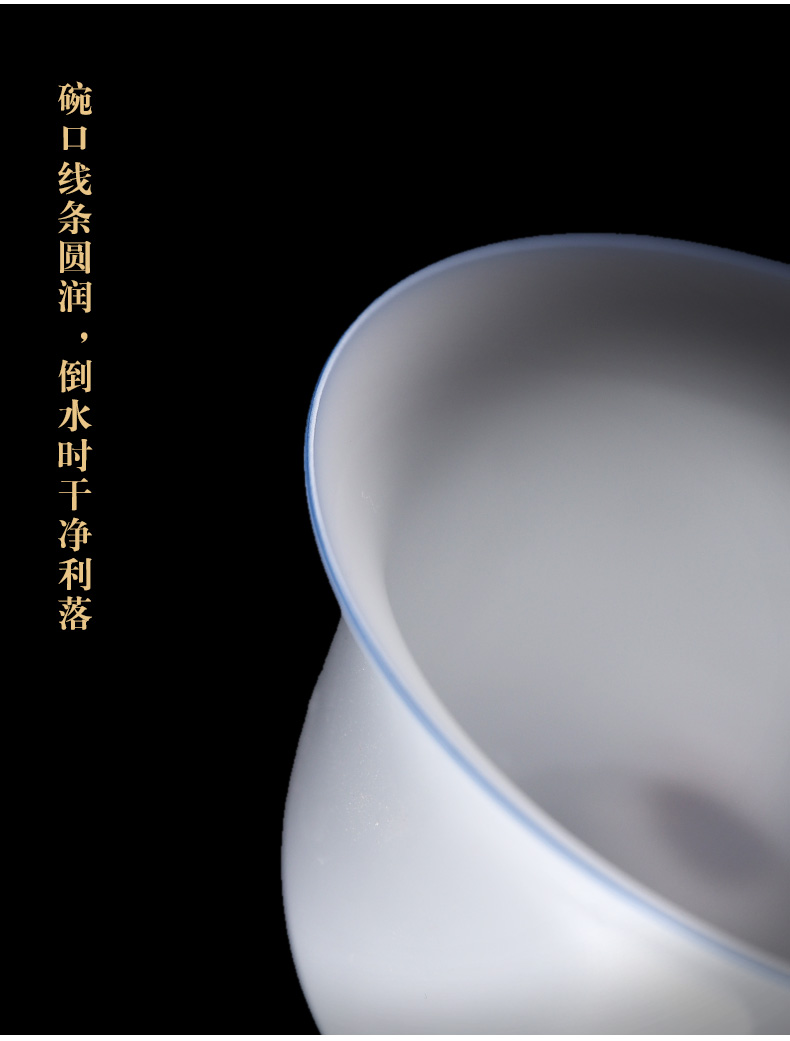Sweet white hole hidden floor tureen them only three bowl of thin body ceramic cups kung fu tea mercifully large bowl