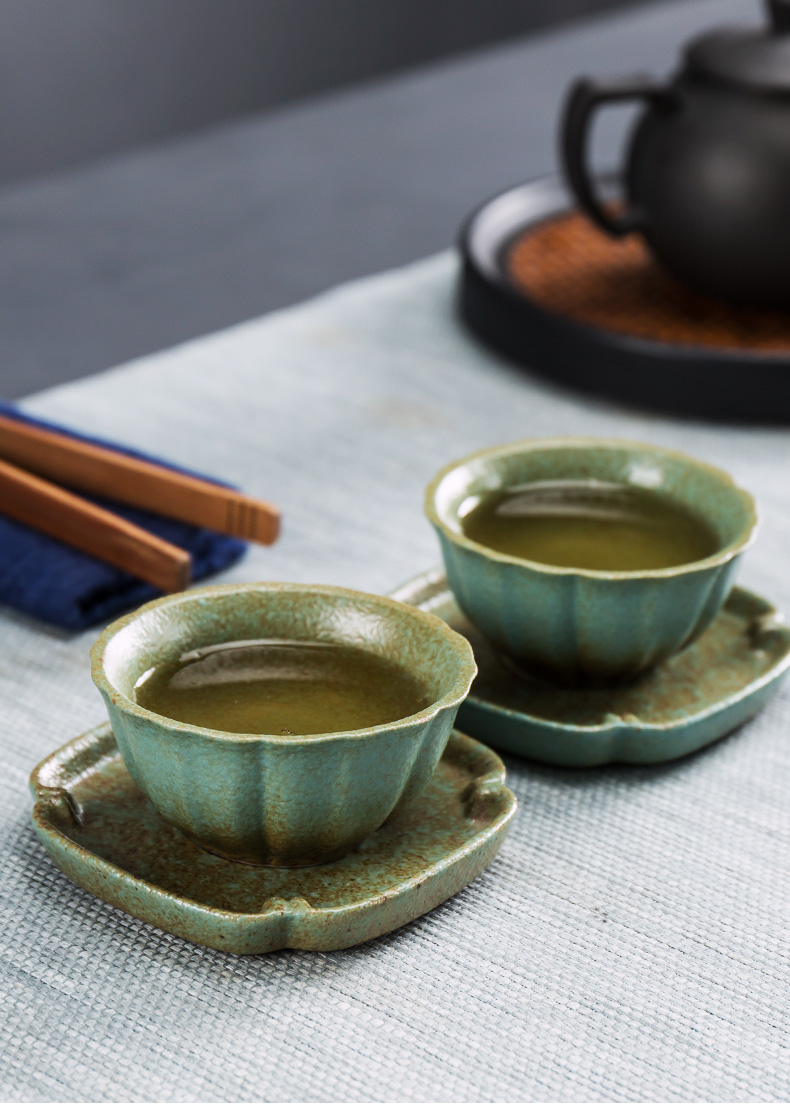 Chinese style restoring ancient ways in building ceramic cup mat zen tea coarse pottery cup insulation kung fu tea set sample tea cup