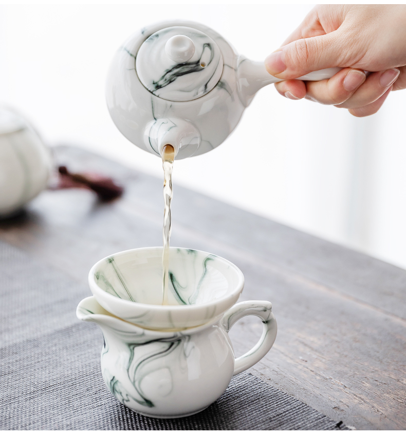 Ink painting in building up ceramic teapot kung fu tea set home office contracted tea side single pot, the pot