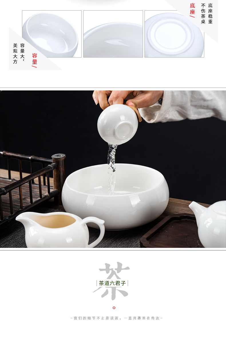 White porcelain tea set in floor household contracted kung fu tea set dehua suet jade porcelain teapot teacup set