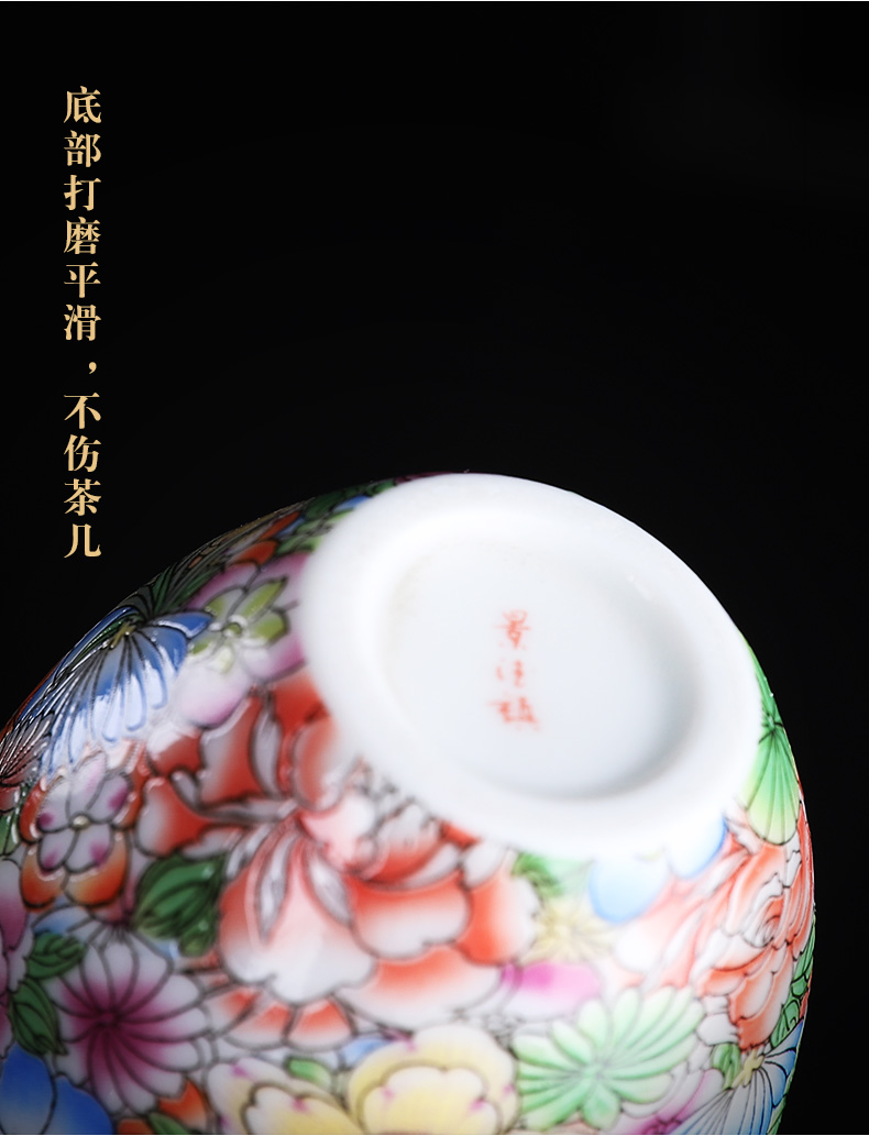 In floor sample tea cup ceramic cups household kung fu tea master cup single CPU colored enamel coppering. As silver cups