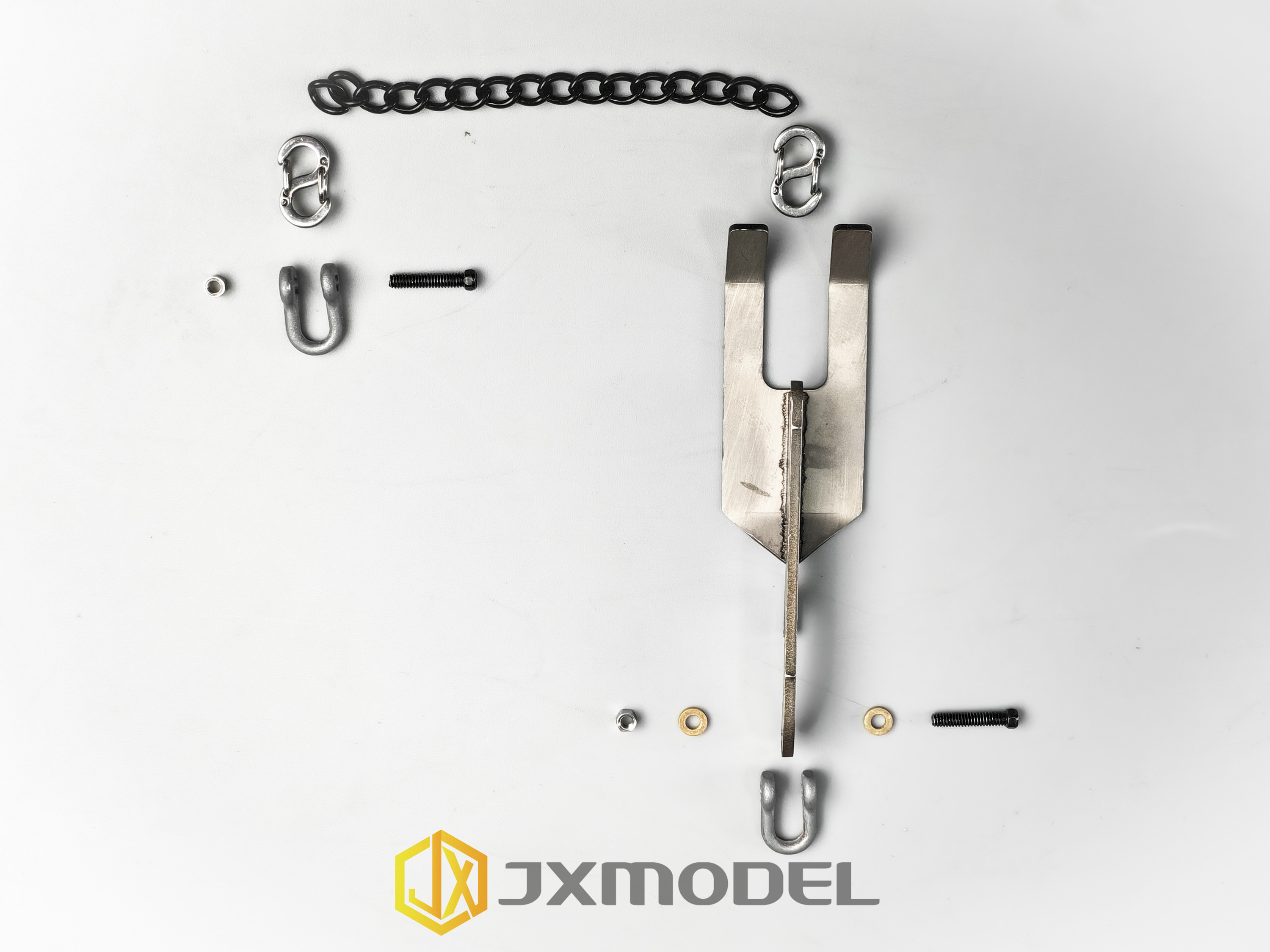 1 Set Edelstahl-Schwerkraft-Selbstentladungs-Hebezugkette mit Hebevorrichtung für RC 1/14 Maßstab LKW Auto Kran Erweiterungsteile – Detail 2
