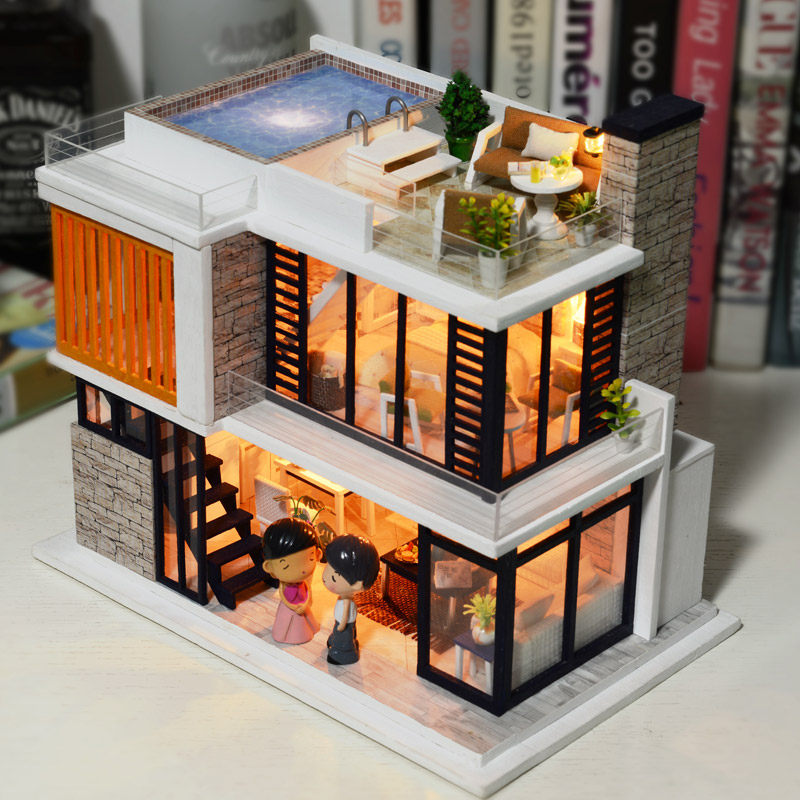 diy cottage handmade small house model assembly villa Chinese style ancient architecture mini toy gifts