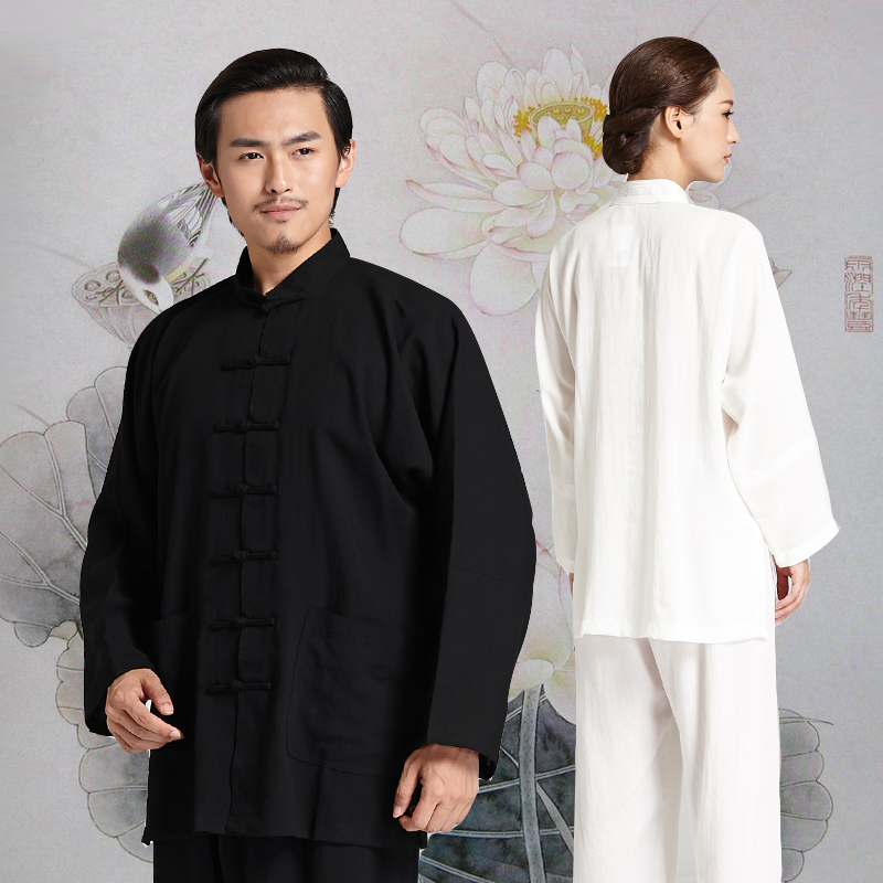 2022 spring and autumn new high-end linen long custom Taijiquan kung fu practice clothes male martial arts clothing Taiji clothing women