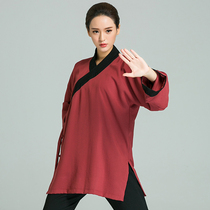 Wunong Wudang autumn Taiji clothing female Road clothing robe Hanfu linen collars ancient clothing martial arts Taiji suit