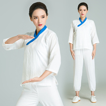 Wunong Wudang summer Taiji clothing womens costume Road robe Hanfu linen collars short sleeve martial arts clothing