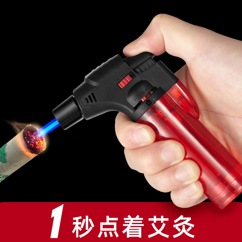 Windproof Lighter MOXIBUSTION SPECIAL FLAME LIGHTER POINT AI BAR DEITY POINT CIGAR POINT CIGAR POINT INCENSE STRAIGHT FLUSH INFLATABLE WELDING GUN SPRAY GUN-TAOBAO