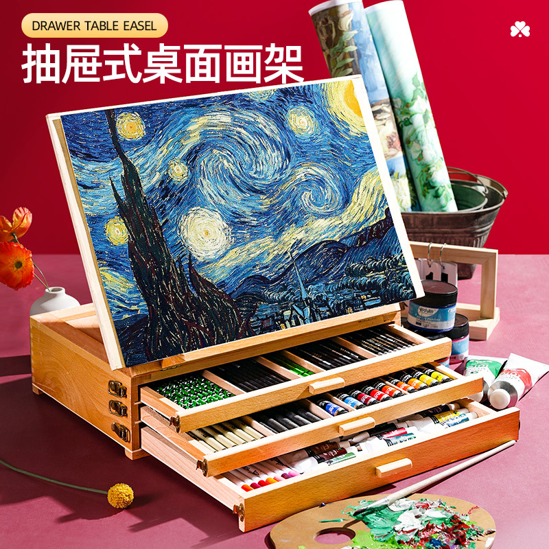 Desktop Easel, Special Drawing Board Stand for Art Students, Desktop Painting Stand, Sketching Children's Drawing Board Easel Set, Wooden Foldable Outdoor Sketching Oil Painting Box, Portable Painting Tools for Adults