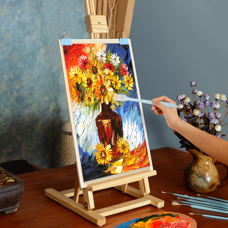 Desktop easel desktop mini-table small easel wooden 4k watercolor water powder suit 8k bracket folding portable multifunction adult children beginners oil painting shelf fine art special