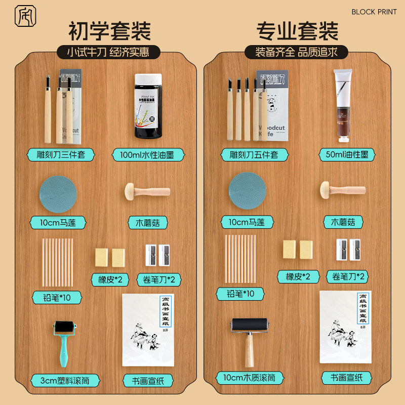 宅小仙版画胶板套装A5A4可拓印|新手入门必看!绿色PVC胶板超值体验-油画颜料-淘宝百科网