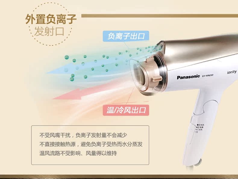松下 负离子恒温电吹风 1600w大功率 图3