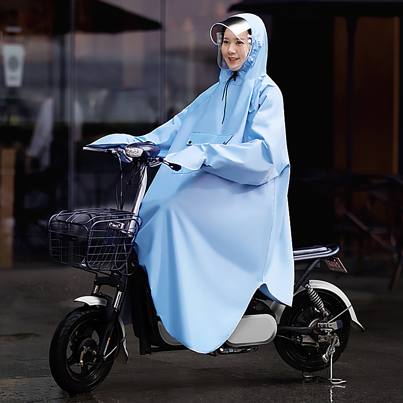 Electric Moron Battery Bike With Cuff Raincoat Single Men And Women Riding with sleeves Long version full body Anti-rain Rain cape