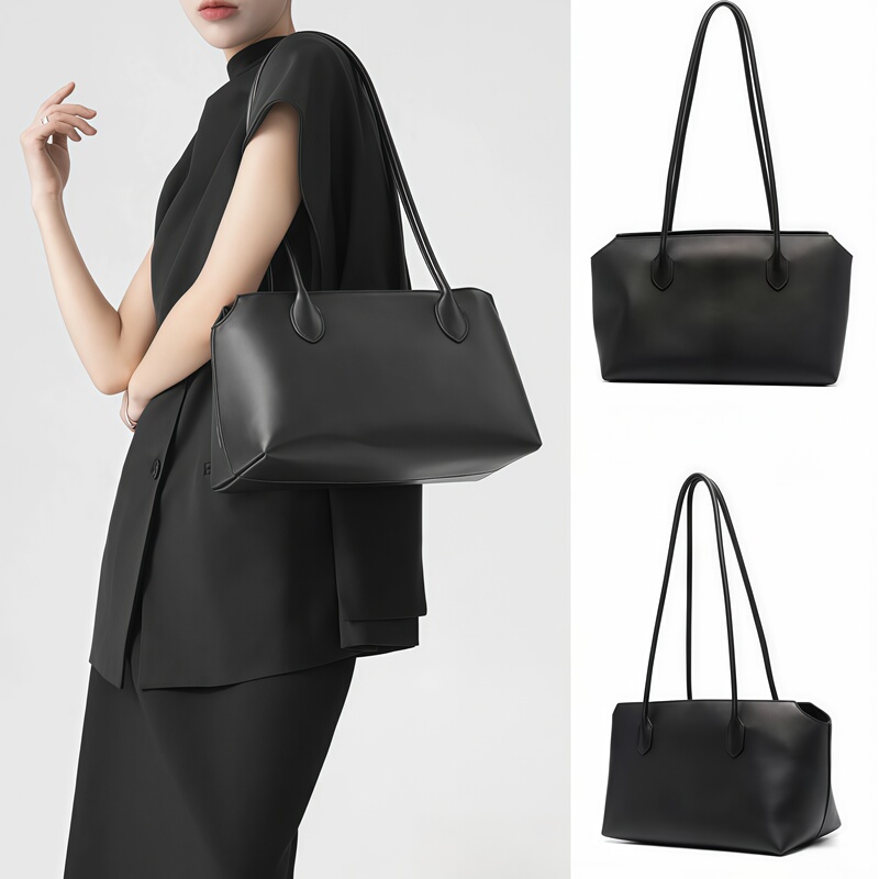Row Bag, Kendall Jenner Style Tote Bag, Women's Large-Capacity Commuter Bag, Genuine Leather, Niche Design, High-End Feel