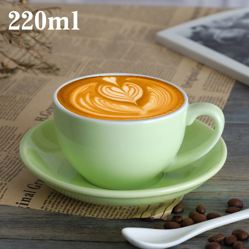 Naughty Xuan European-style ceramic colour glazed coffee cup Saucer Cubuccino With Iron Cup Cappuccino Cups Customizable