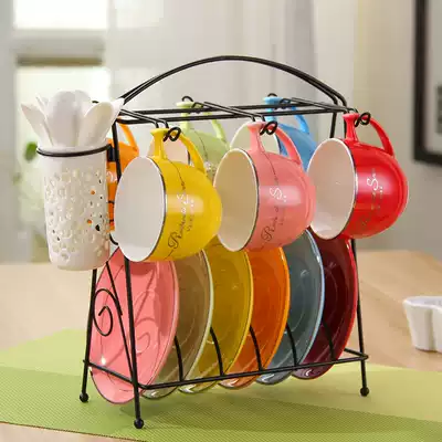 Amoy Lixuan European ceramic coffee cup and saucer set creative espresso 6 cups 6 cups set with spoon