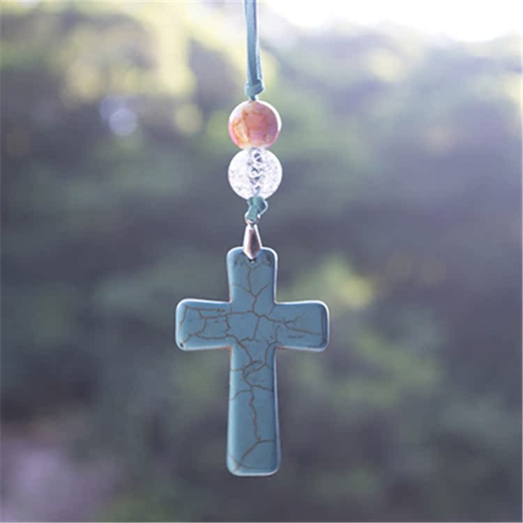 Car pendant | Natural orchid cross car trailer | Interior decoration | Christian gift