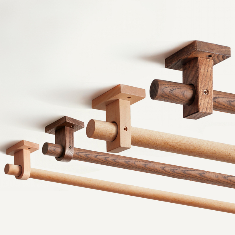 Simple Roman Rod, Natural Wood Curtain Rod Bracket, Hook Accessories, Drilled Track Rod, Top-Mounted Solid Wood for Bedroom and Living Room Simple Roman Rod, Natural Wood Curtain Rod Bracket, Hook Accessories, Drilled Track Rod, Top-Mounted Solid Wood for Bedroom and Living Room