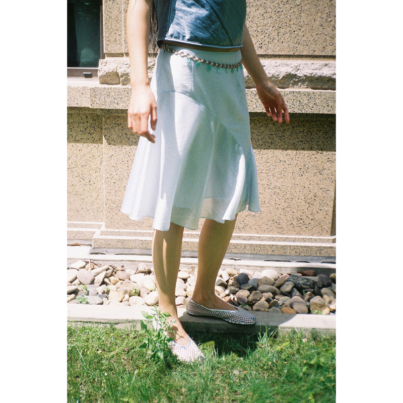 Uunu· the Sky Skirt Tencel Dark Striped Asymmetrical Umbrella Skirt