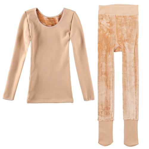 Демисезонное детское утепленное удерживающее тепло приятное телу бархатное нижнее белье, телесного цвета