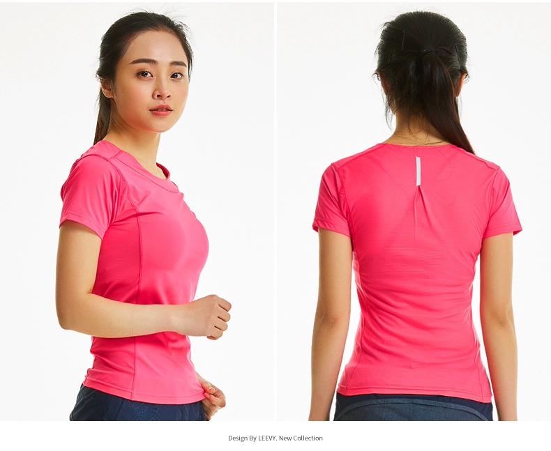 Áo thun thể thao nữ tay ngắn mùa hè cổ tròn thân hình thon gọn nhanh khô marathon chạy áo thoáng khí tập thể dục áo thun áo tanktop nam khoét nách sâu