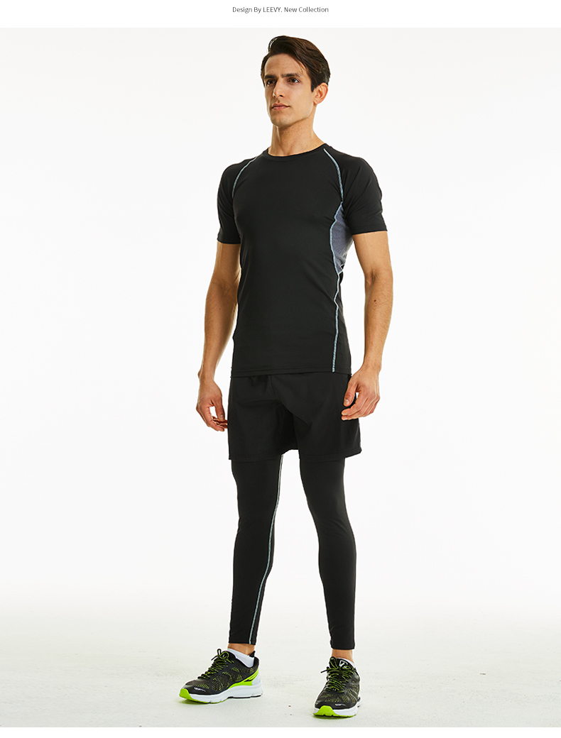 Lực lượng cho bộ đồ thể thao nam mùa hè mỏng tay ngắn chạy nhanh marathon chạy quần phù hợp với tập thể dục - Thể thao sau bộ quần áo thể thao nam