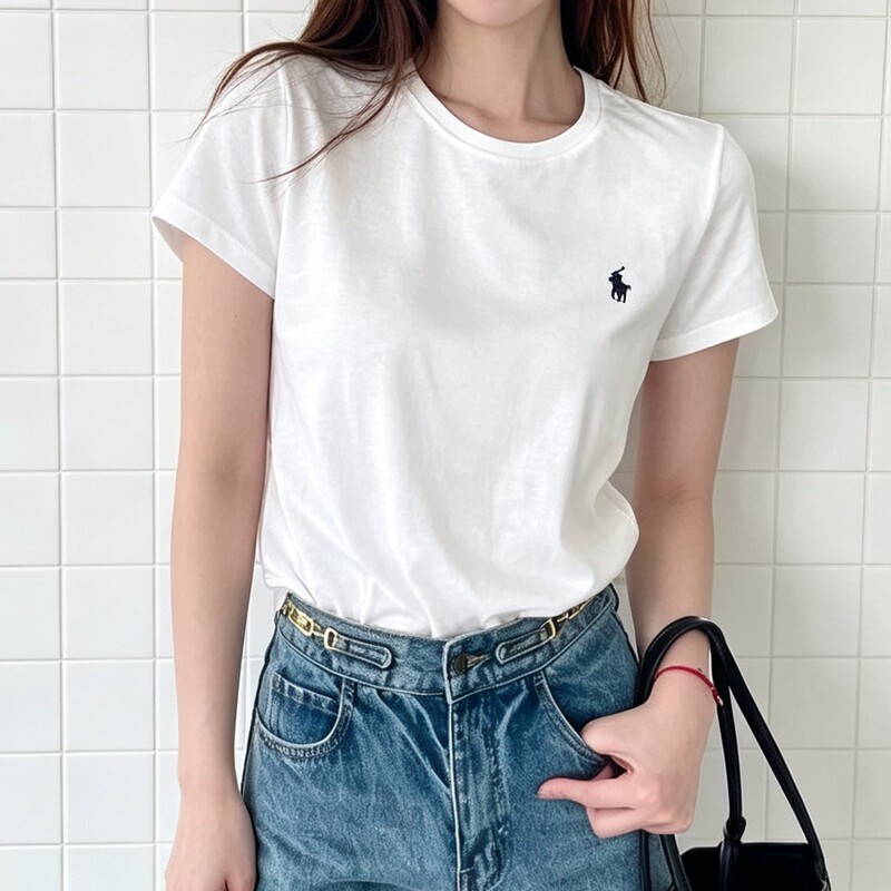 Ralph Lauren Ralph Lauren Sweat-Absorbent and Breathable Everyday Casual Solid Color Round Neck Pony Logo Pure Cotton T-Shirt