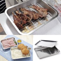 South Korea Imports Eat Podcast Hamzy with Fried Goat Meat String Chicken Pork Pork Stainless Steel Sub-Layer Oil Spill Pan 3 pieces