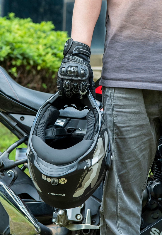 MAD Mùa Hè Xe Máy Găng Tay Sợi Carbon Đi Xe Chống Rơi Đua Xe Máy Rider Full Ngón Găng Tay Đi Xe Đạp Cho Nam Và Nữ găng tay đèn pin led găng tay chống nắng phượt