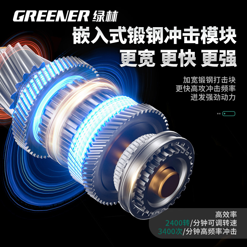 Green Forest Electric Wrench, Brushless, High Torque, Lithium Battery Rechargeable Impact Wrench, Special Impact Tool for Scaffolding Workers and Auto Repair