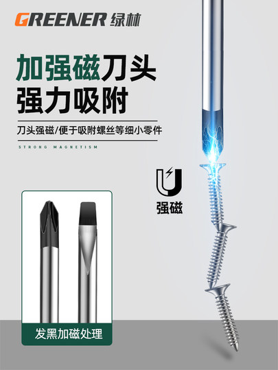 绿林十字螺丝刀小三角改锥工业级强磁罗丝刀一字梅花工具套装起子