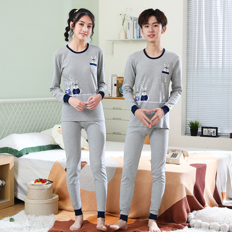 Teenage autumn clothes sanitary pants boys cotton underwear set girls high school junior high school students middle and big children thin section 15 years old 12