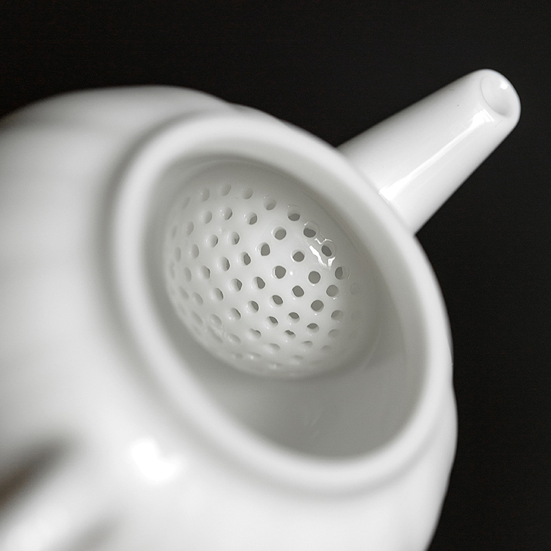 Jun ware dehua white porcelain one little teapot with Chinese style petals teapot with checking ceramic pot of 120 ml