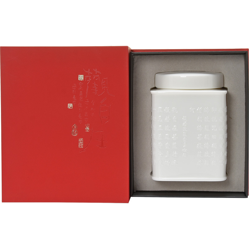 Jun ware Lin Rongxian heart sutra pu 'er tea pot seal pot moistureproof white porcelain ceramic tea POTS gift box packaging