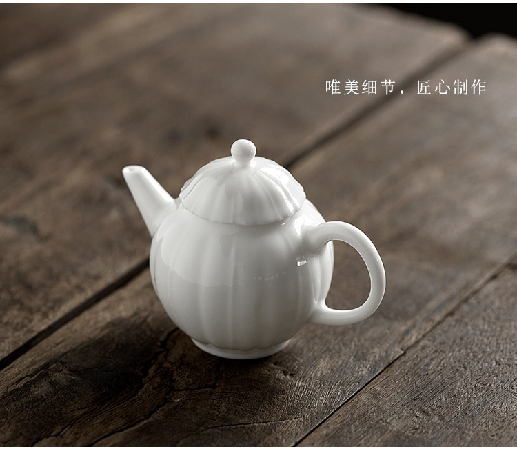 Jun ware dehua white porcelain teapot kung fu tea set suit small household mercifully petals pot of a small pot of two sets of the teapot