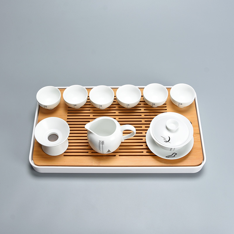 Jun ware fat white zen kung fu tea sets suit tureen teapot teacup of a complete set of ceramic household small set of contracted