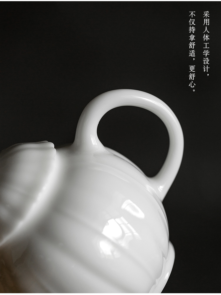 Jun ware dehua white porcelain teapot kung fu tea set suit small household mercifully petals pot of a small pot of two sets of the teapot