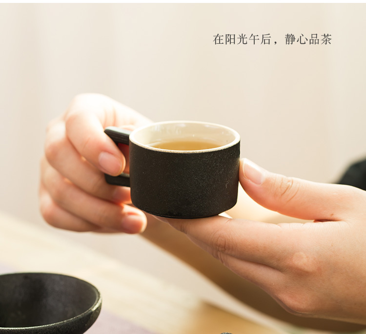 Jun ware, black pottery contracted a small set of household ceramic teapot tea set zen tea is a pot of two cups of tea tray