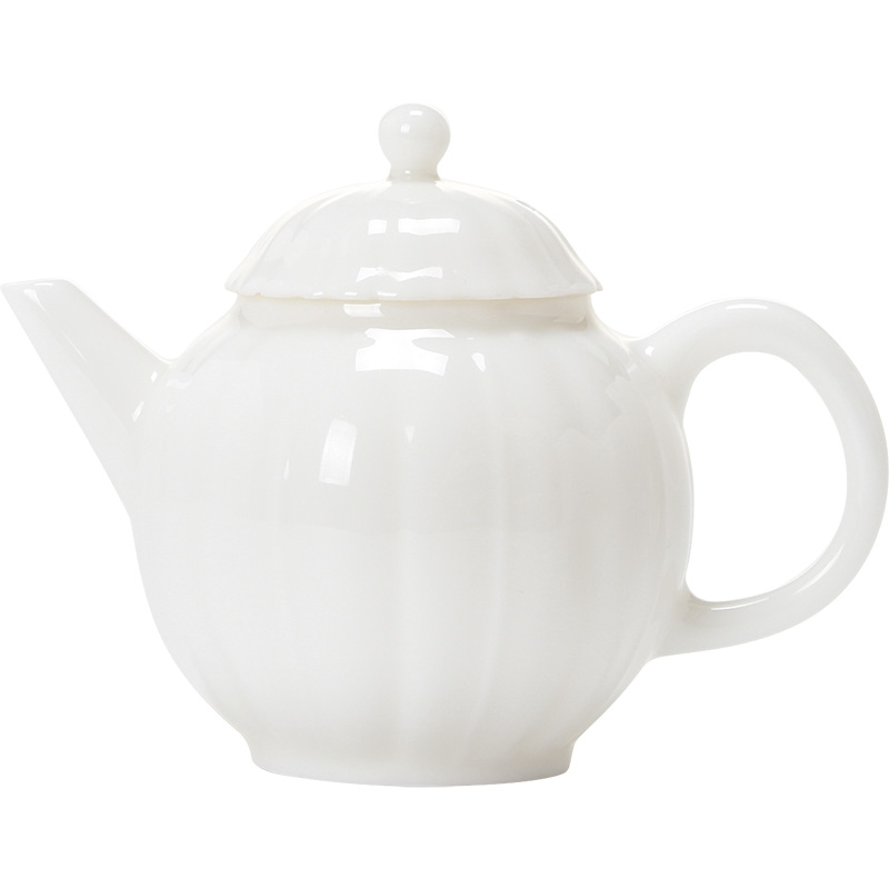 Jun ware dehua white porcelain one little teapot with Chinese style petals teapot with checking ceramic pot of 120 ml