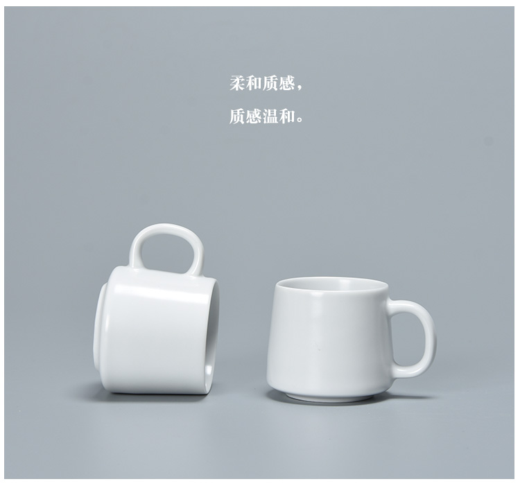 Jun is pure white mini mugs ins contracted household small glass ceramic cup with handle the hot cup of tea