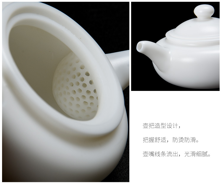 Jun ware unglazed teapot dehua white porcelain household contracted white kung fu ceramic tea, suet jade porcelain xi shi pot