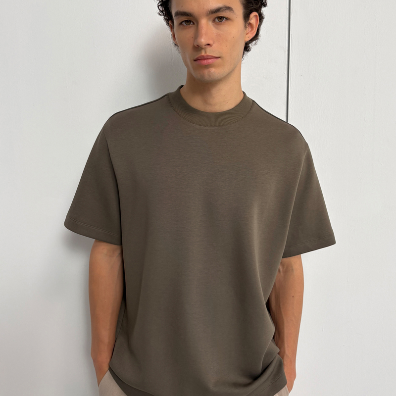 Haonanhuang 250g Lenzing Modal Blended Australian Cotton Space Cotton High Ribbed Slightly Loose Short-Sleeved T-Shirt Haonanhuang 250g Lenzing Modal Blended Australian Cotton Space Cotton High Ribbed Slightly Loose Short-Sleeved T-Shirt