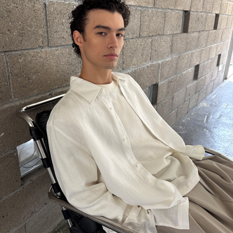 Haonanhuang Old Money Style Linen Tencel Lyocell Blend Textured Drape Cool-Feeling Lapel Long-Sleeve Shirt Haonanhuang Old Money Style Linen Tencel Lyocell Blend Textured Drape Cool-Feeling Lapel Long-Sleeve Shirt