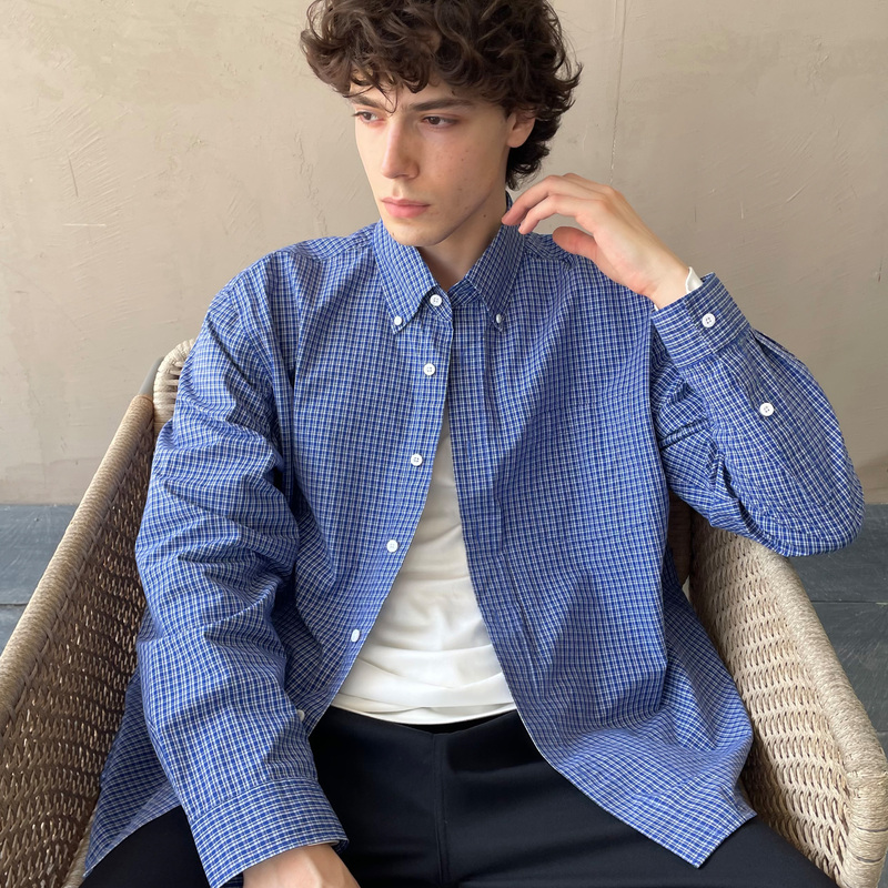 【Green Label】Haonanhuang 100% Combed Long-Staple Cotton Small Checkered Casual Slightly Loose Long-Sleeve Shirt 【Green Label】Haonanhuang 100% Combed Long-Staple Cotton Small Checkered Casual Slightly Loose Long-Sleeve Shirt
