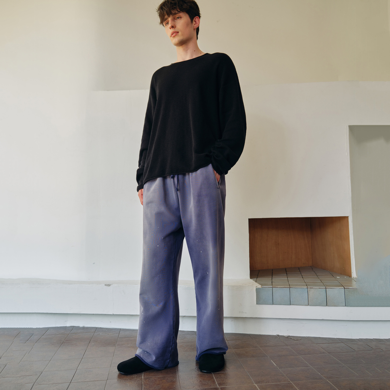 【Same Style as Song Weilong】Haonanhuang Distressed Pre-Washed Dyed Splatter Edge Straight-Leg Casual Long Sweatpants