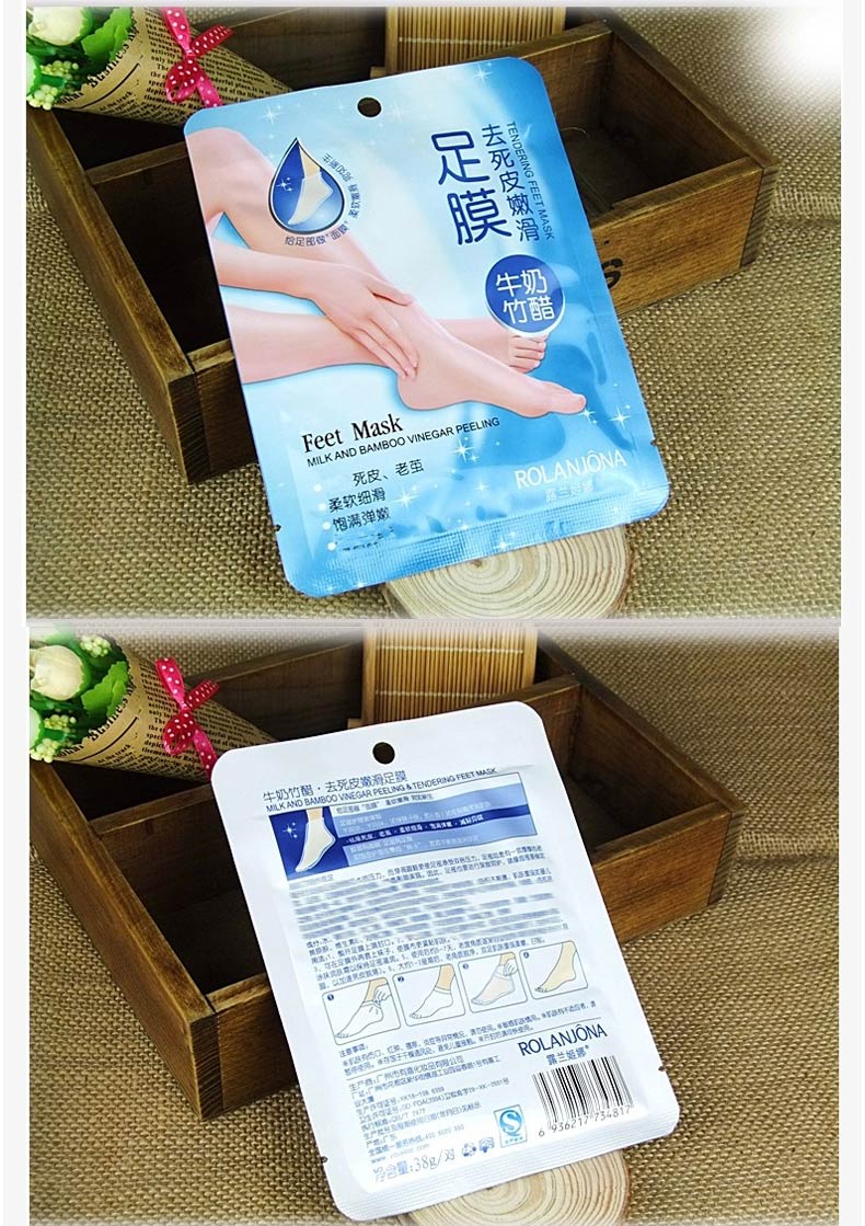 Lulan Gina Sữa giấm tre 7 túi Mặt nạ chân sừng Có tác dụng tẩy tế bào chết cho Lào mặt nạ ủ chân lột da chết