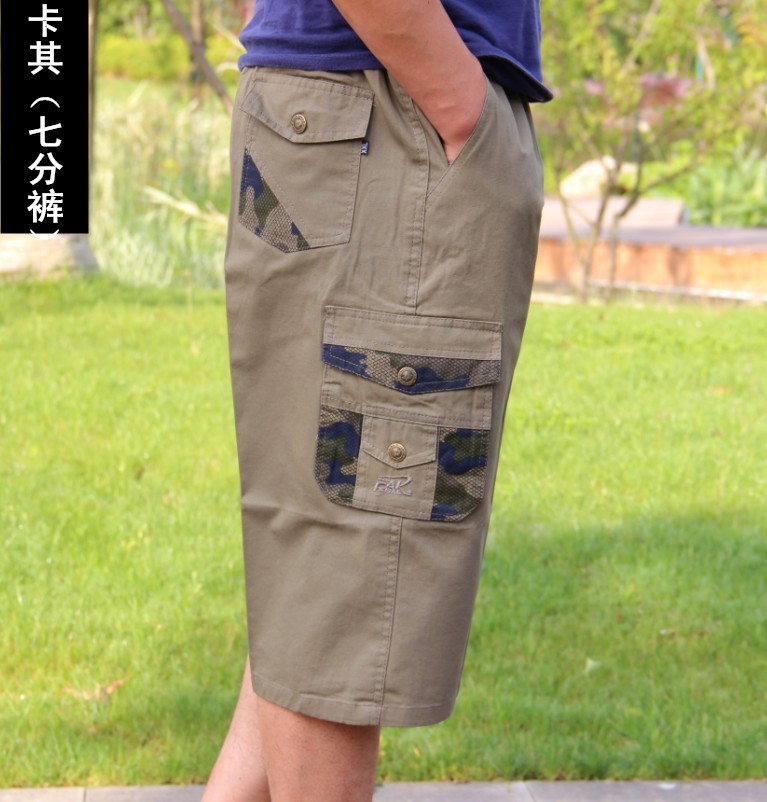 Quần short nam mùa hè phần mỏng lỏng thể thao giản dị năm 7 quần trung niên trung niên cộng với phân bón tăng quần áo nam
