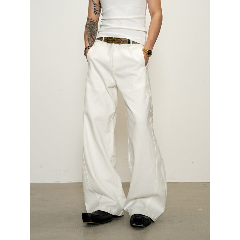Dbwdoublewin Is a Versatile Straight-Leg White Jeans That Are Comfortable in Summer, Made of Pure Cotton, Loose and Casual Long Pants