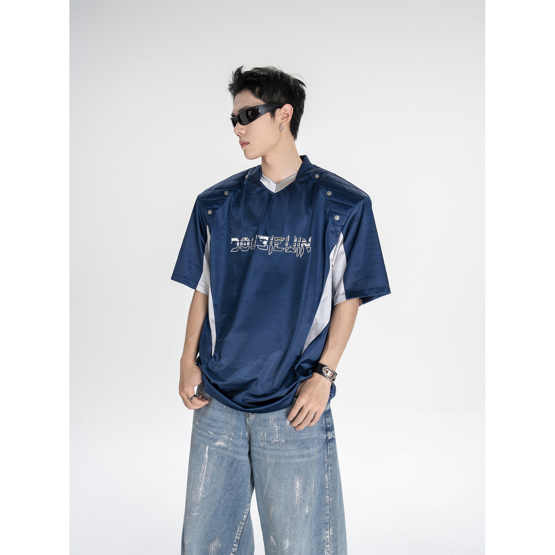 Dbw Doublewin* Two-Tone Patchwork Jersey T-Shirt [High-Frequency 