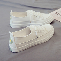 2021 spring new white shoes womens shoes Korean version of the joker shoes summer breathable shallow mouth casual lazy white shoes