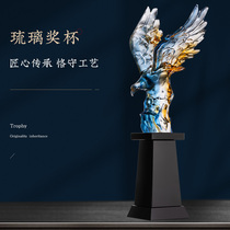 Glazed Eagle Trophy Customized Enterprise Employees Atmosphere Trophy Customized Annual Meeting Souvenir Awards Lettering